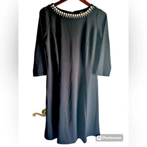 Dennis By Dennis Basso Black occasion Dress S6  Rhinestone embellished neckline